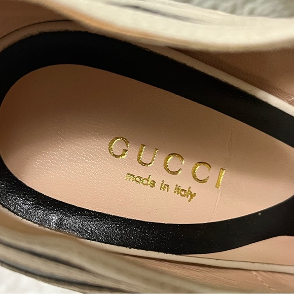 GUCCI Lesley Malaga Pump Heel Zebra Black White Leather Mary Jane Size 37 - Picture 3 of 11